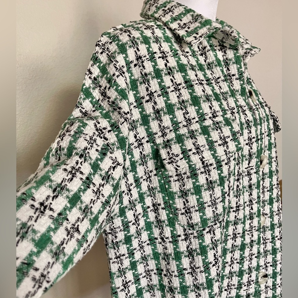 Clueless Preppy Kelley Green Tweed Shacket - Picture 4 of 7